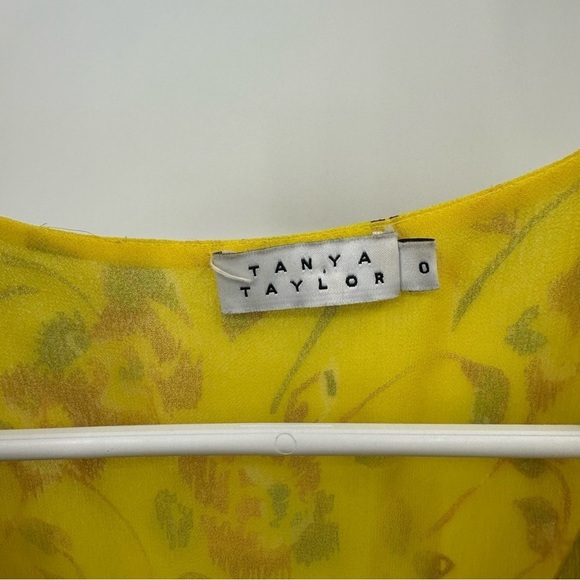 TANYA TAYLOR Garden Print Willow Top Yellow 100% Silk Size 0 - Picture 5 of 7